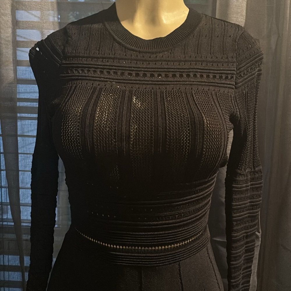 Zara Women's Black Crochet Open Knit Long Sleeve size S - Picture 7 of 12